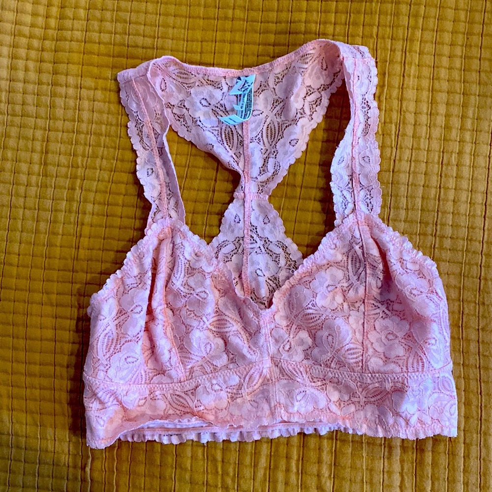 Pink lace bralette